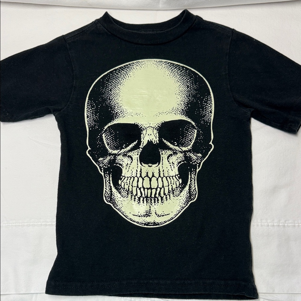 Black Glow in the dark Skull Graphic Kids T-Shirt